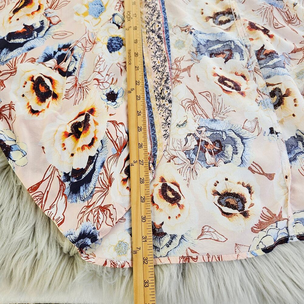 Maurices Pink Floral Peasant Sleeve Kimono XL Large Boho Spring Cover Up Cottage - Picture 13 of 13